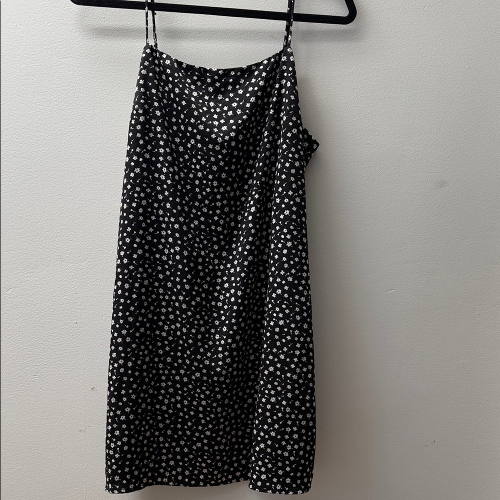 Böhme Black Dress with White Floral Pattern